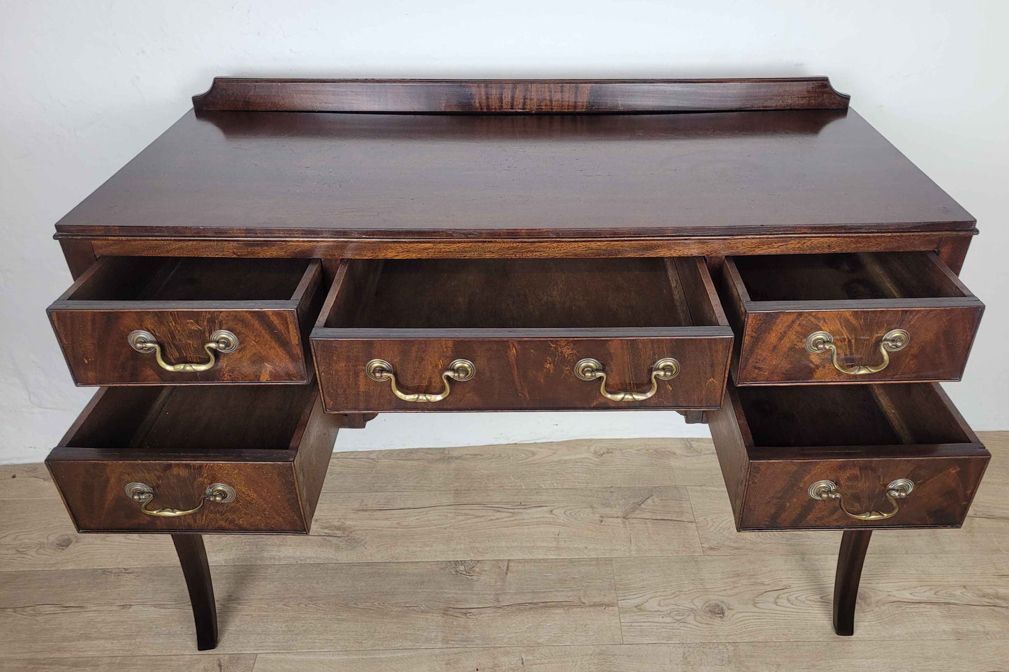 Vintage Ladies Writing Desk Mahogany 1950s Swan Neck Handles Delivery Available