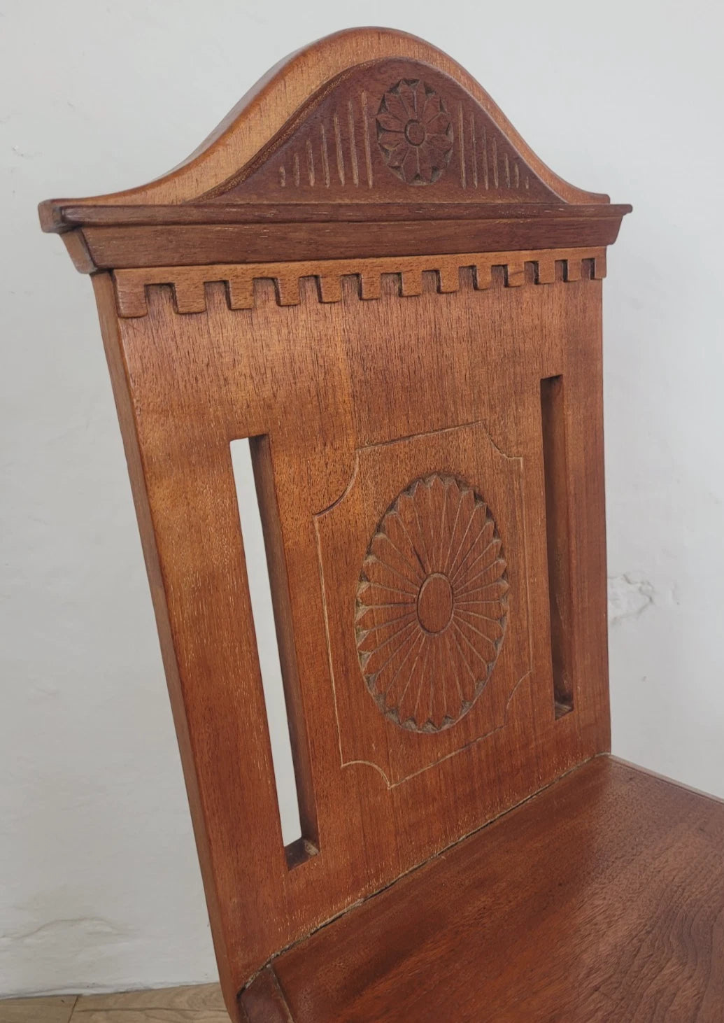 Victorian Hall Chair Chapel Carved 19thC Antique English Postage Available