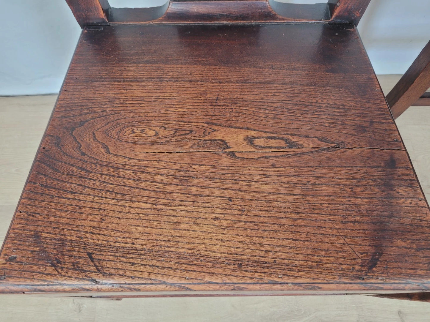Country Kitchen Chairs Pair Pierced Back Elm 19thC Antique Postage Available