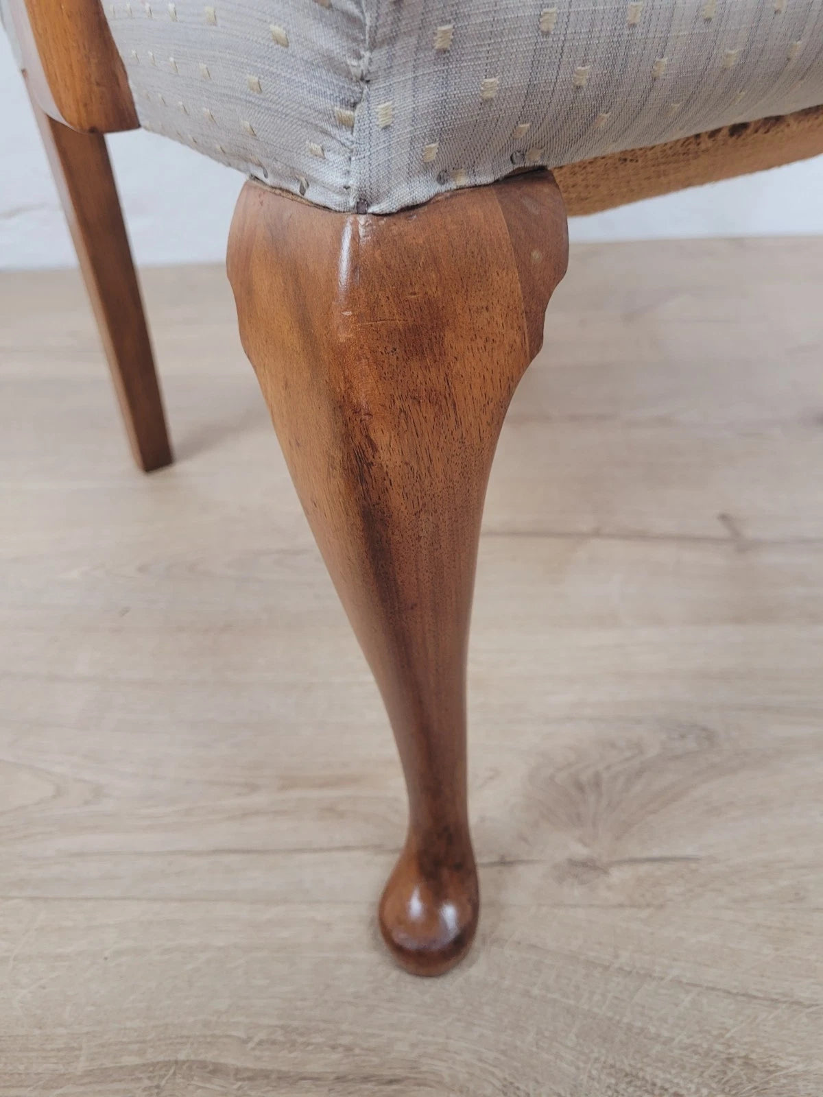 Walnut Armchair Vintage 1940s Duck Egg Blue Cabriole Legs Postage Available