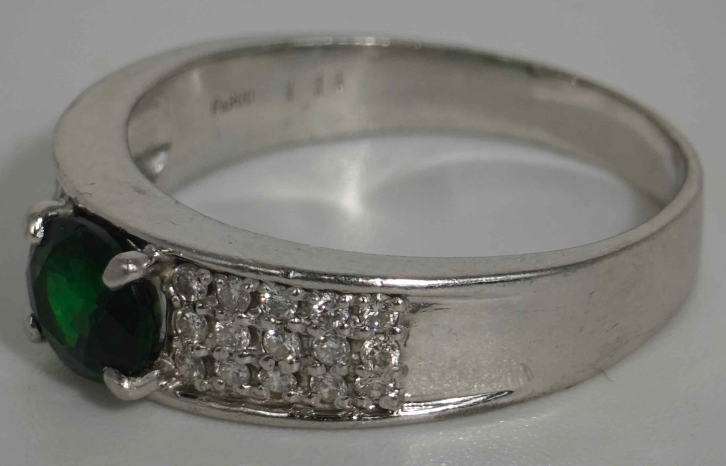 Diamond Tourmaline Ring Platinum Hallmarked Jewellery Postage Available