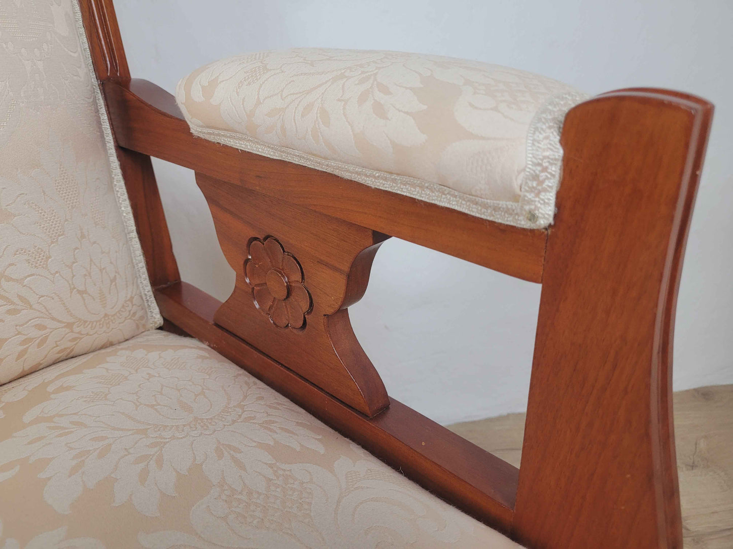 Pair of Vintage Armchairs Castors Floral Upholstery Reprod Delivery Available