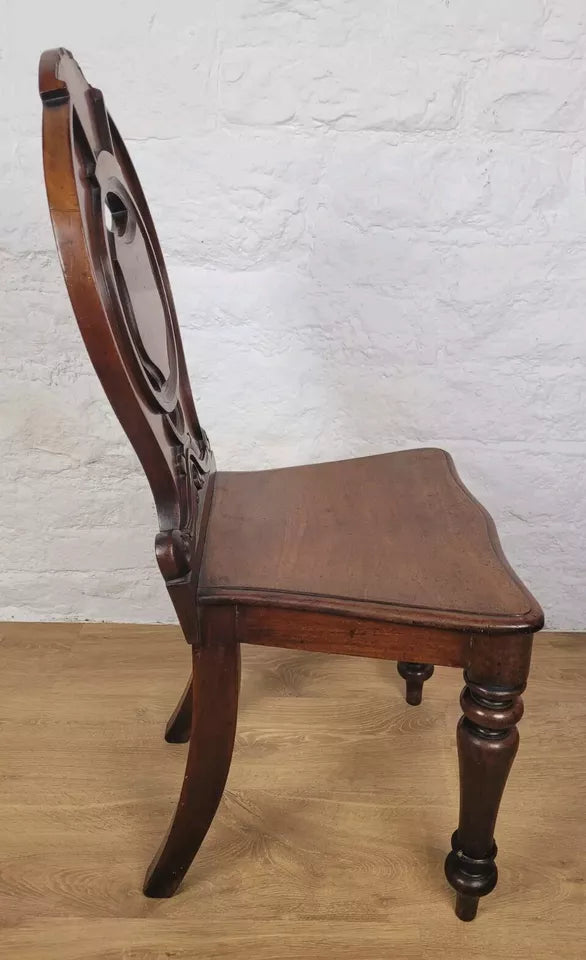 Georgian Shield Back Chair Hall Circa 1860 Carved English Postage Available