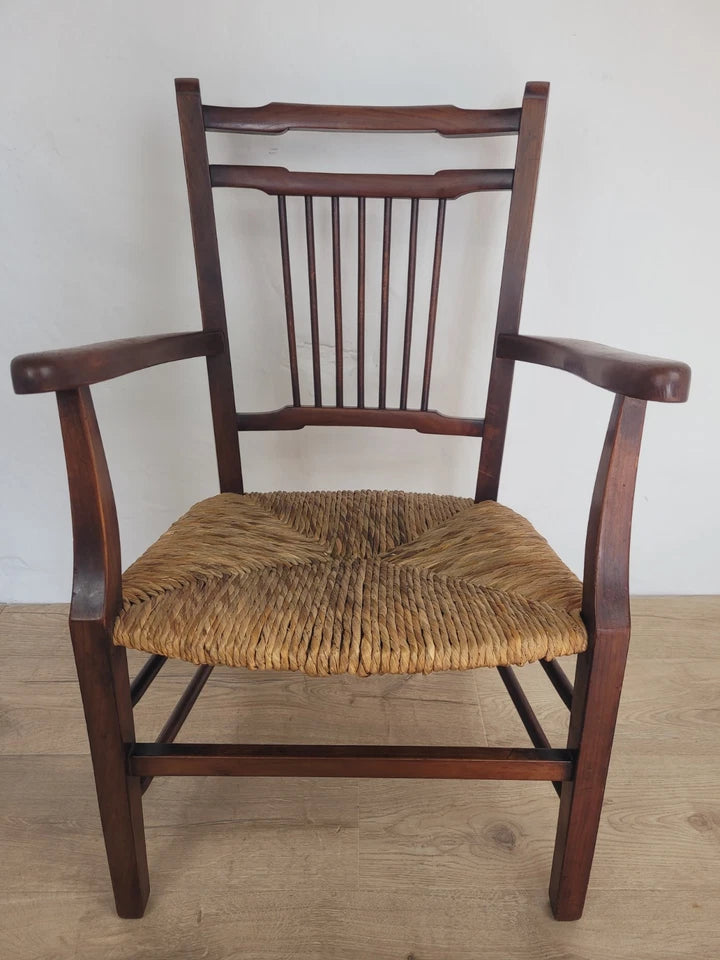 Country Armchair 19th-Century Rush Seat Bedroom Antique Postage Available