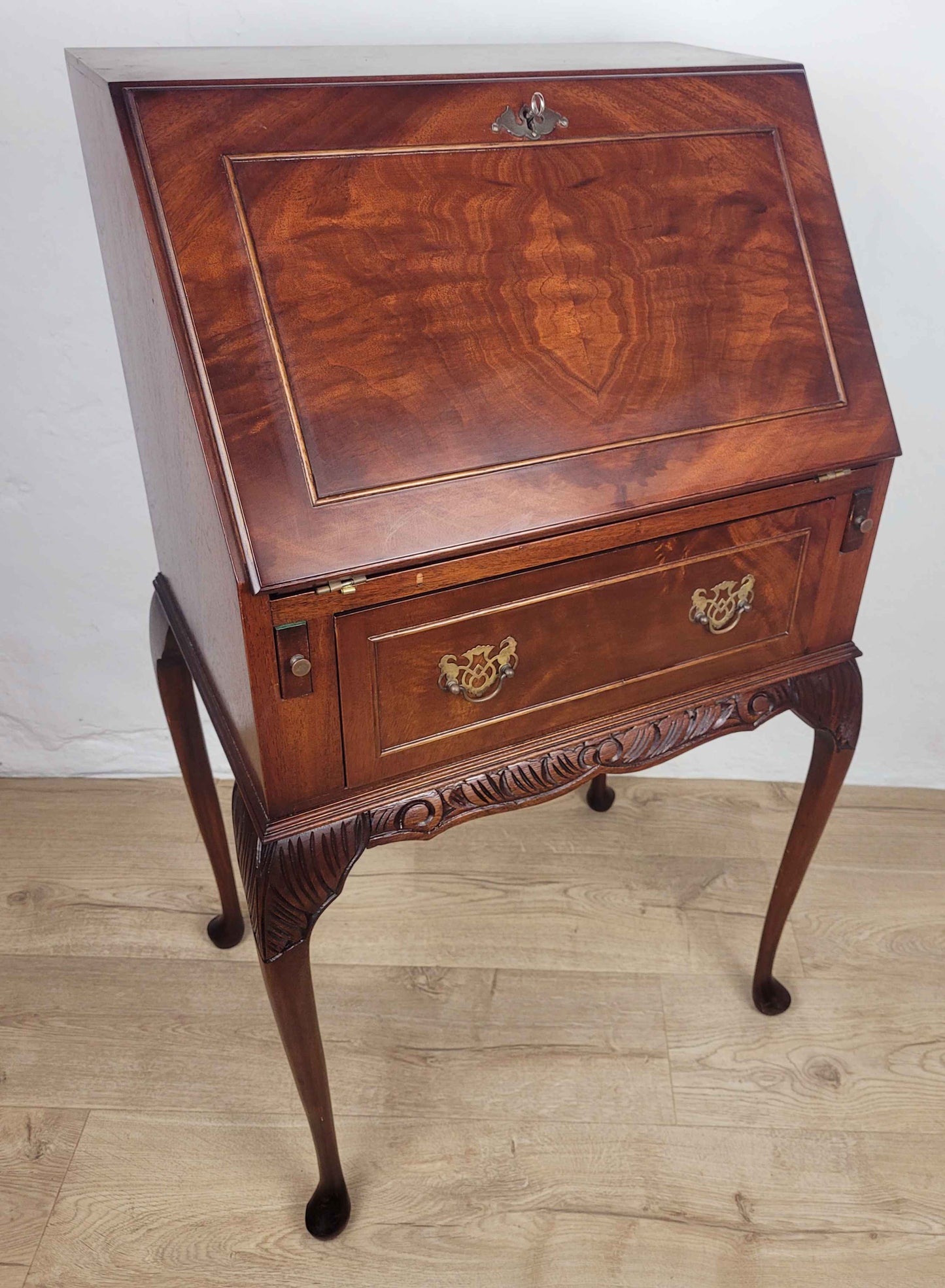 Vintage Ladies Writing Desk 1960s Lock  & Key Drawer Mahogany Delivery Available
