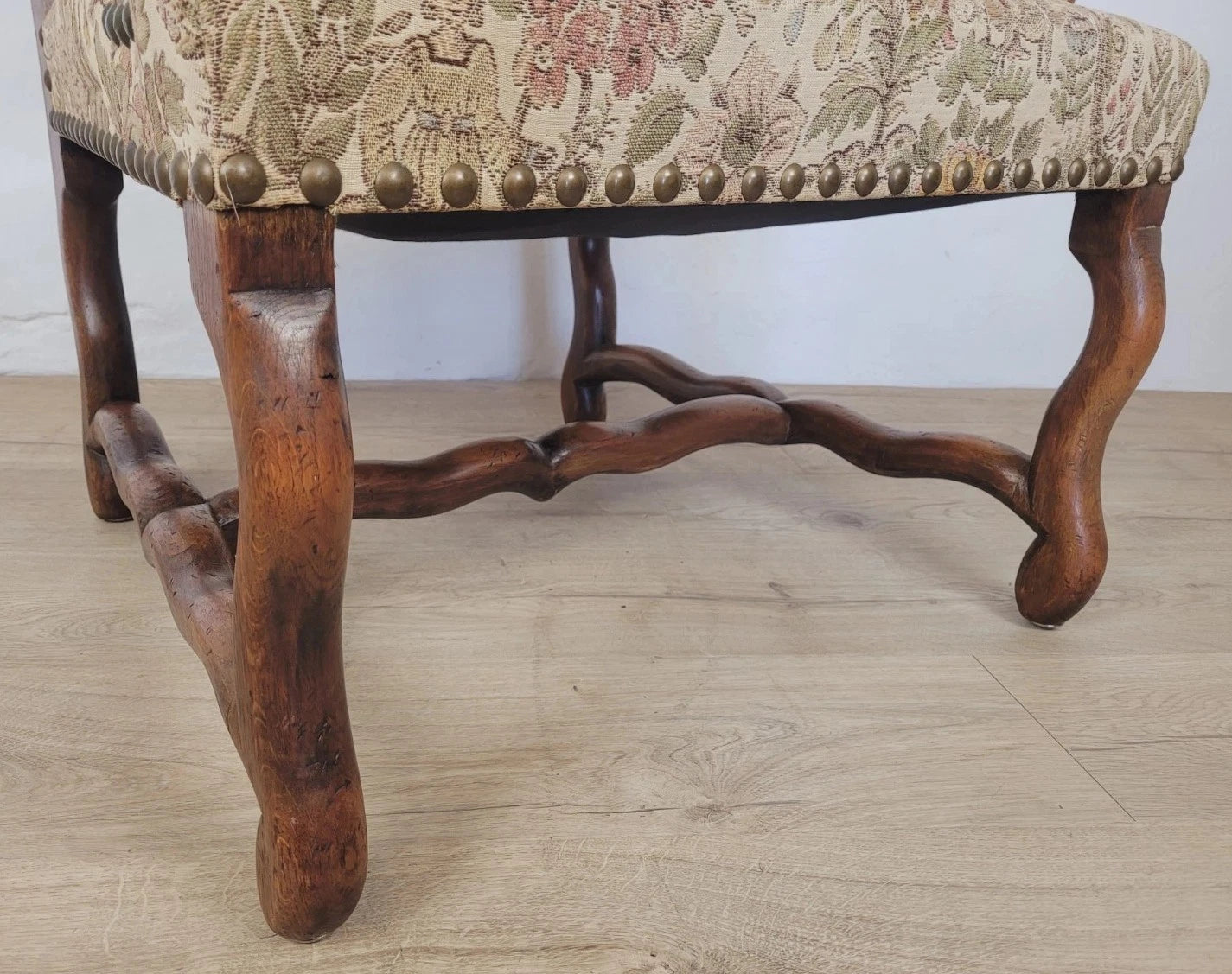 French Walnut Open Armchair 19th Century Upholstered Antique Delivery Available