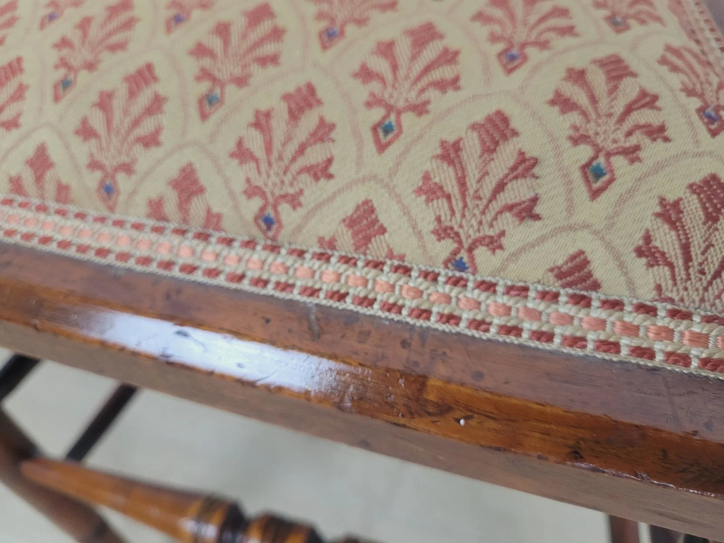 Edwardian Bedroom Chair Spindle Back Floral Upholstery Antique Postage Available
