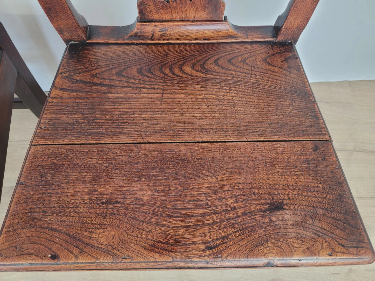 Country Kitchen Chairs Pair Pierced Back Elm 19thC Antique Postage Available