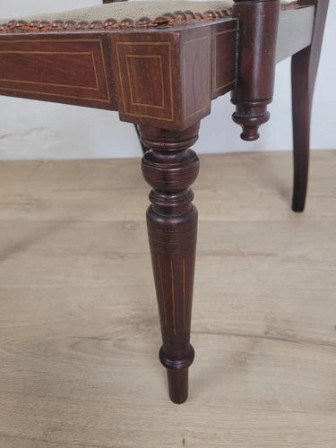 Edwardian Armchair Bedroom Inlaid Motif Carved Floral Postage Available