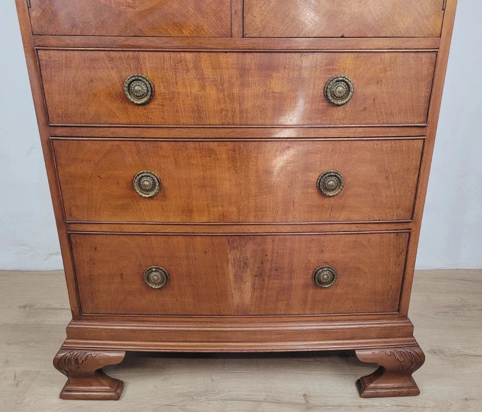 Vintage Walnut Dresser Cabinet Tallboy Linen Art Deco 1930s Delivery Available