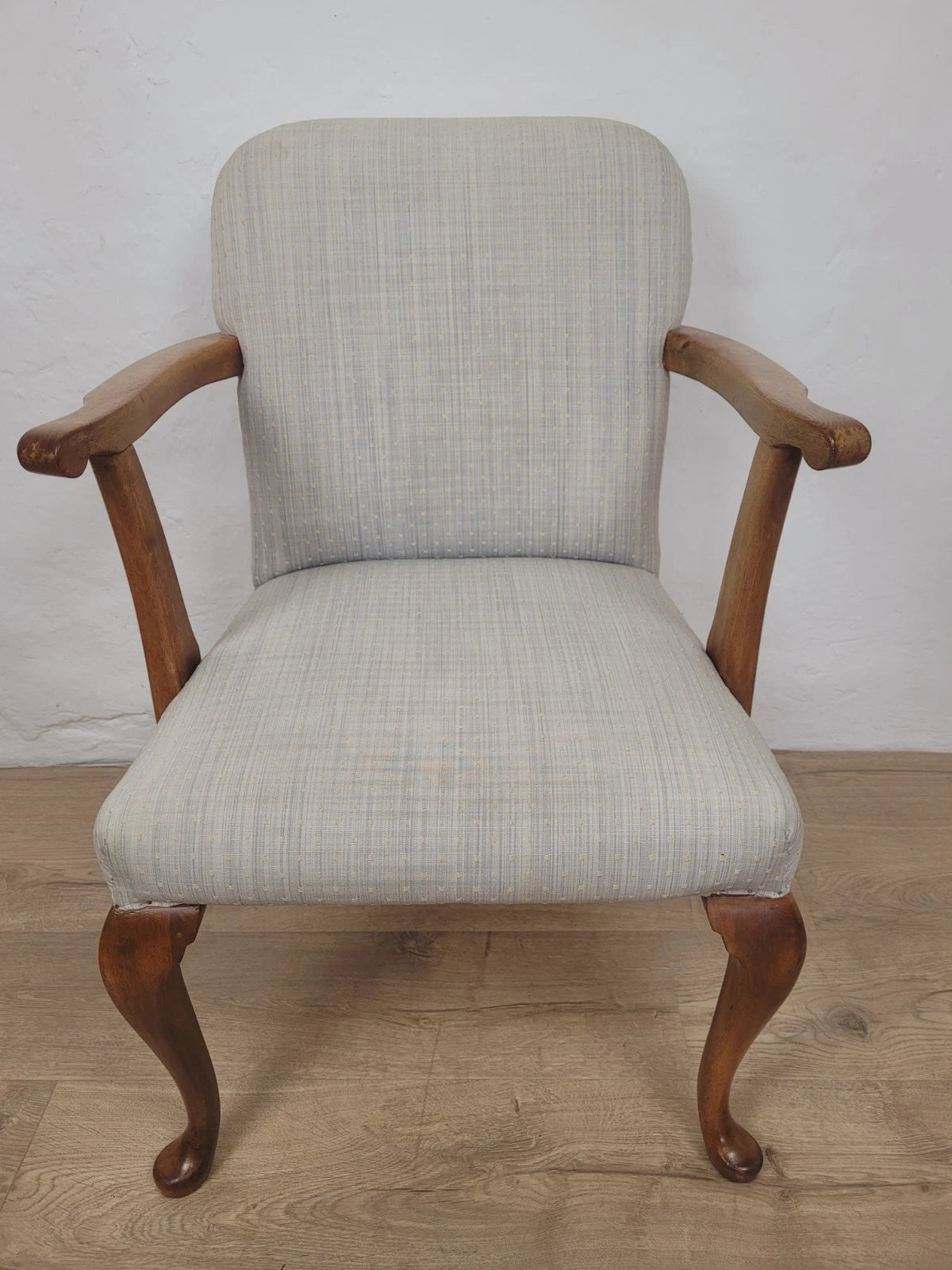 Walnut Armchair Vintage 1940s Duck Egg Blue Cabriole Legs Postage Available