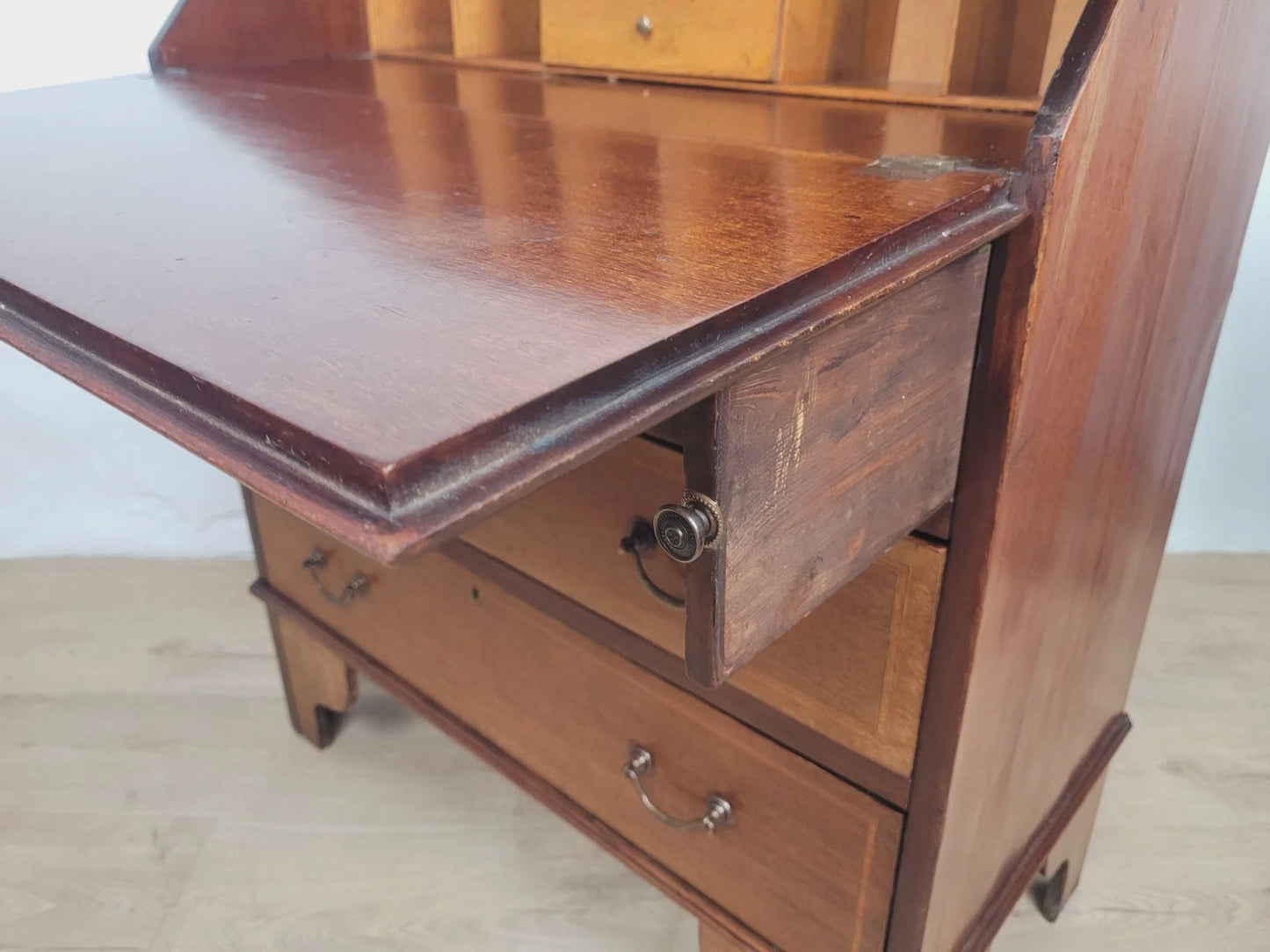 Edwardian Writing Bureau Desk Key & Lock Inlaid Antique 1910 Delivery Available