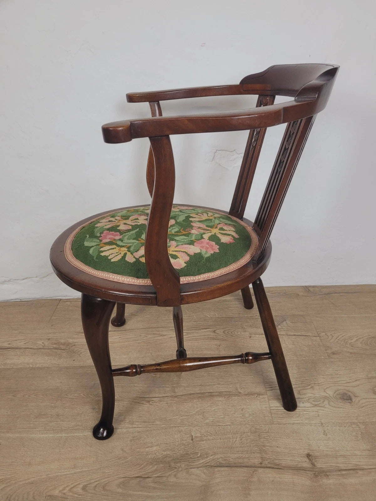 Vintage Tub Chair 1950's Mid Century English Floral Wool Seat Postage Available