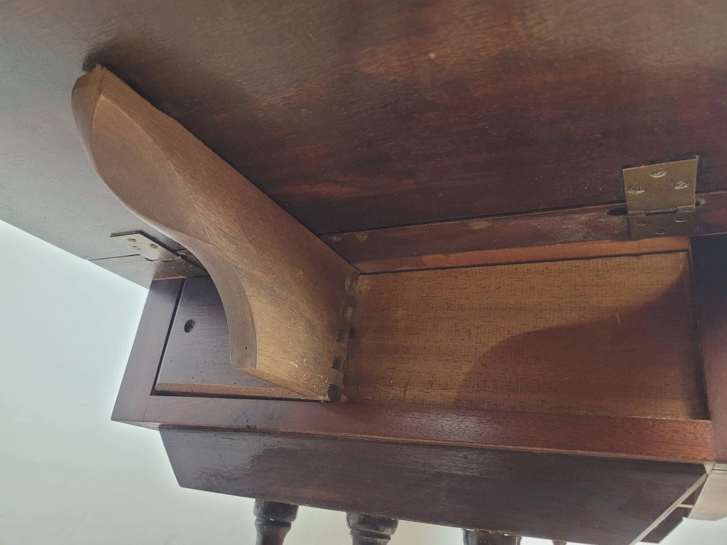 Drop Leaf Side Table Drawers Mahogany Castors Vintage 1940s Delivery Available
