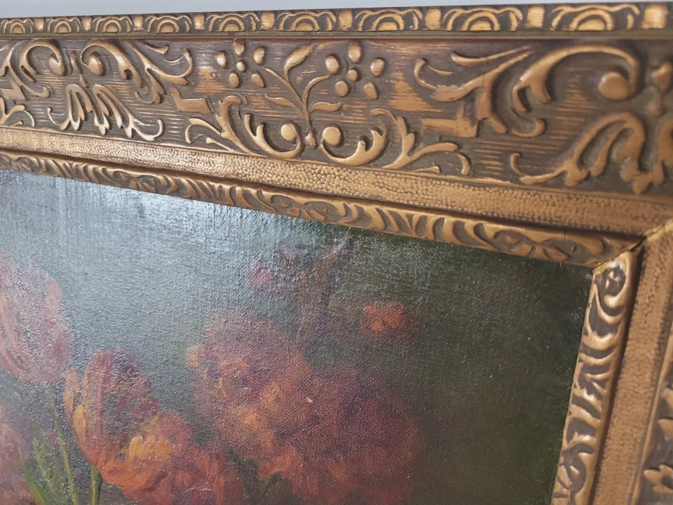 Louis Silas Oil Painting 1890 Still Life Bouquet Of Flowers Postage Available