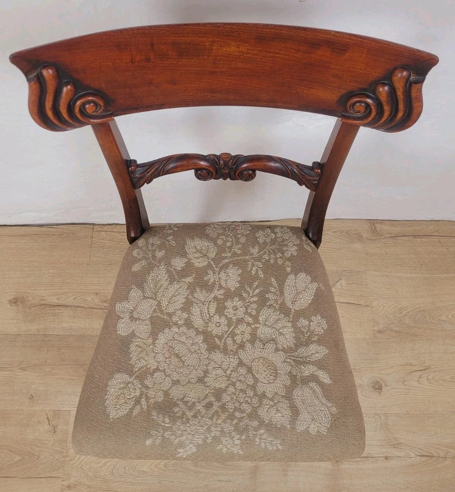 Victorian Bar Back Chair Floral Carved Needlepoint Antique Postage Available