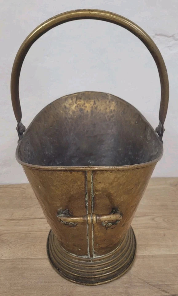 Victorian Brass Coal Scuttle Bucket Shovel 19thC Antique Postage Available