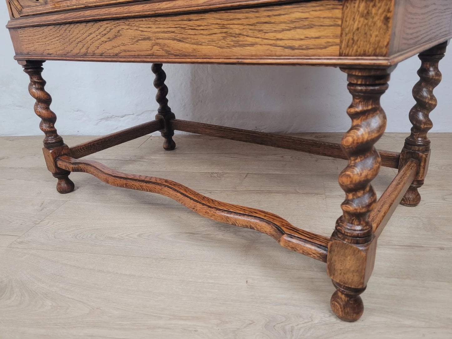 Oak Writing Bureau Desk Vintage 1950s Storage Country Rustic Delivery Available