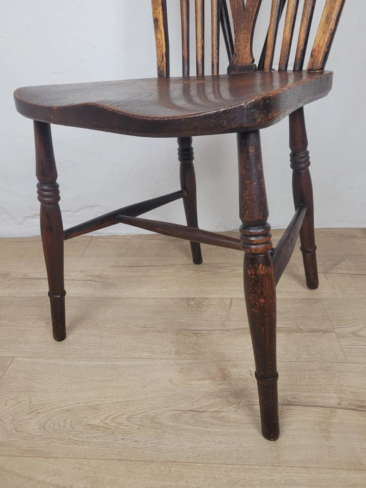 Kitchen Windsor Chair Victorian Country Wheel Back Elm Antique Postage Available