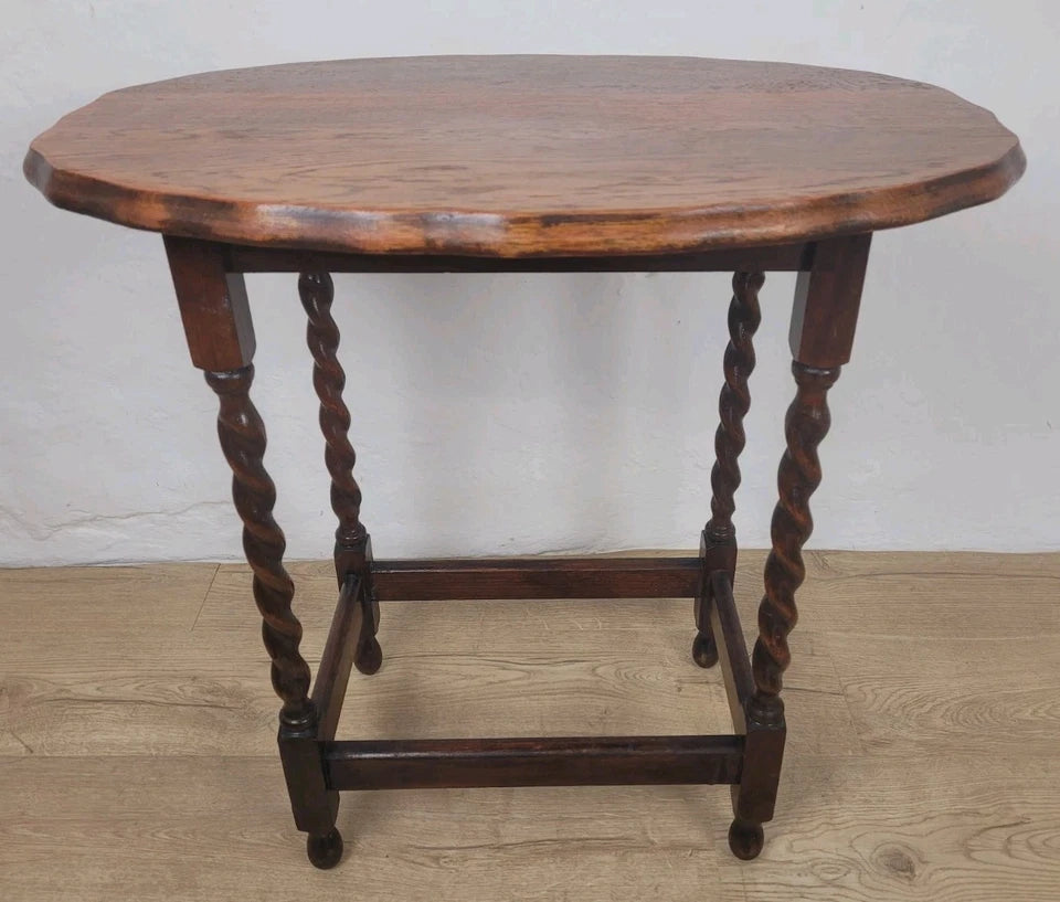 Barley Twist Occasional Table Oak Figured Country English Postage Available