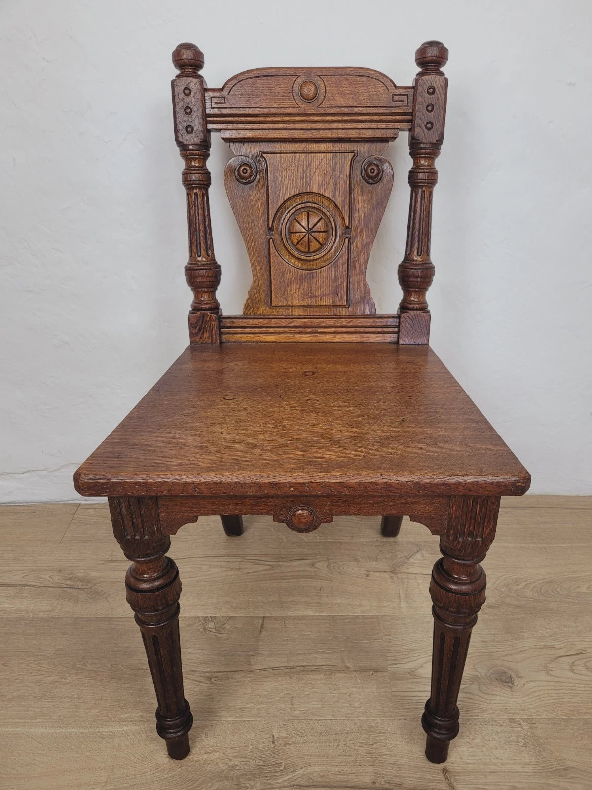 Victorian Hall Chair Oak Carved 19thC Antique English Postage Available