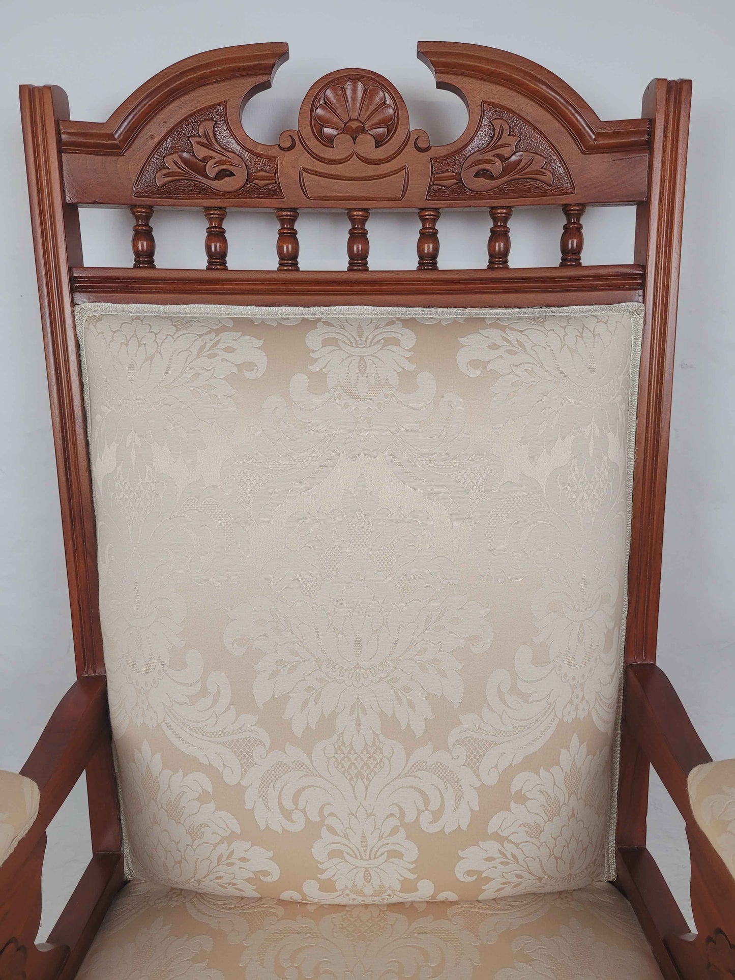 Pair of Vintage Armchairs Castors Floral Upholstery Reprod Delivery Available