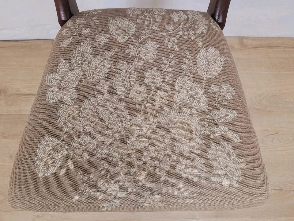 Victorian Bar Back Chair Floral Carved Needlepoint Antique Postage Available