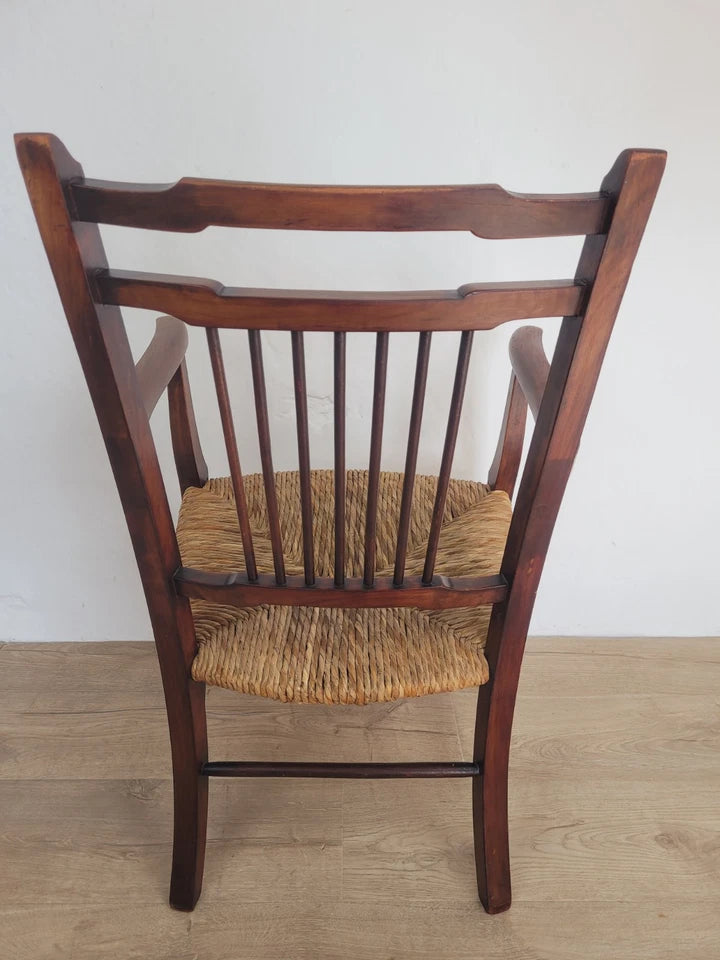 Country Armchair 19th-Century Rush Seat Bedroom Antique Postage Available