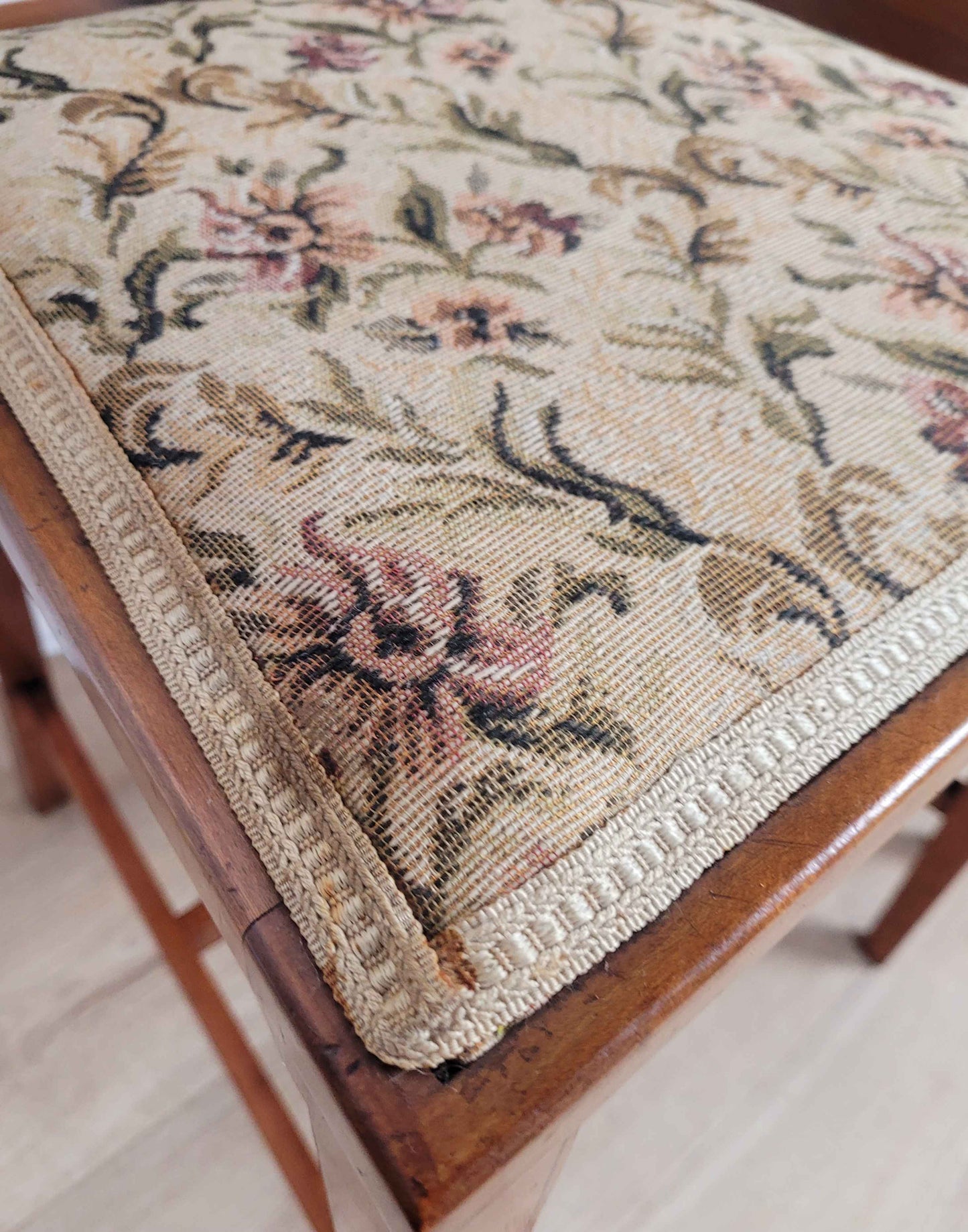 Edwardian Bedroom Chairs Oval Back Crossband Floral Upholstery Postage Available