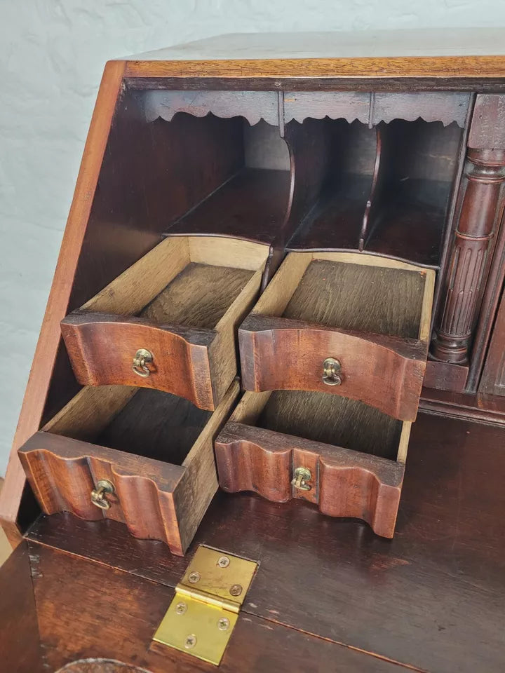 Vintage Writing Bureau Desk Hidden Storage Brass Handles Delivery Available