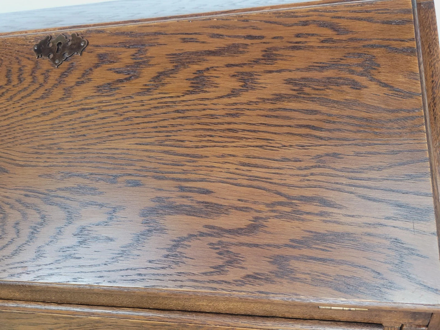 Oak Writing Bureau Desk Vintage Leather Mid Century Carved Delivery Available