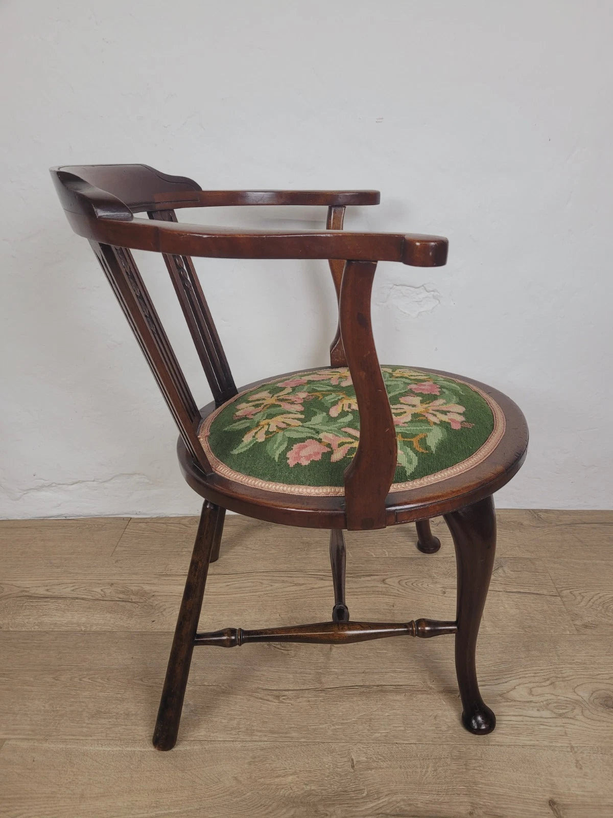 Vintage Tub Chair 1950's Mid Century English Floral Wool Seat Postage Available