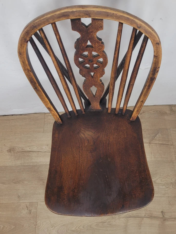 Kitchen Windsor Chair Victorian Country Wheel Back Elm Antique Postage Available