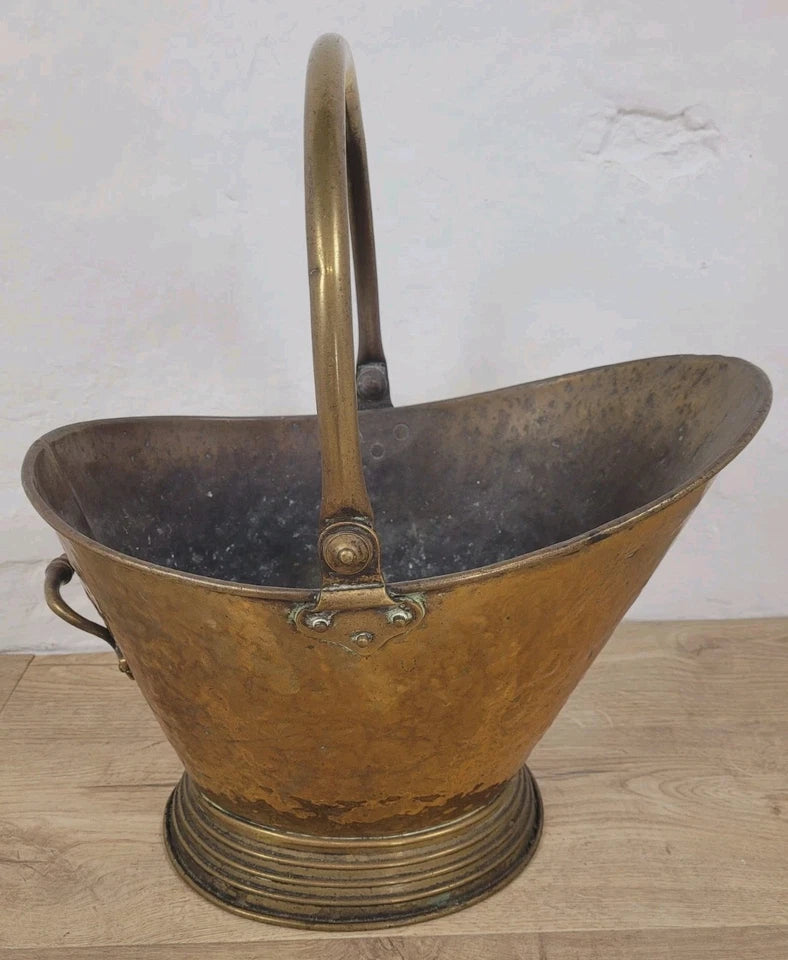 Victorian Brass Coal Scuttle Bucket Shovel 19thC Antique Postage Available