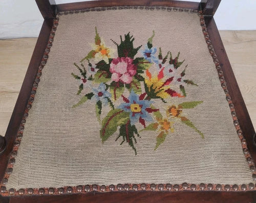 Edwardian Armchair Bedroom Inlaid Motif Carved Floral Postage Available