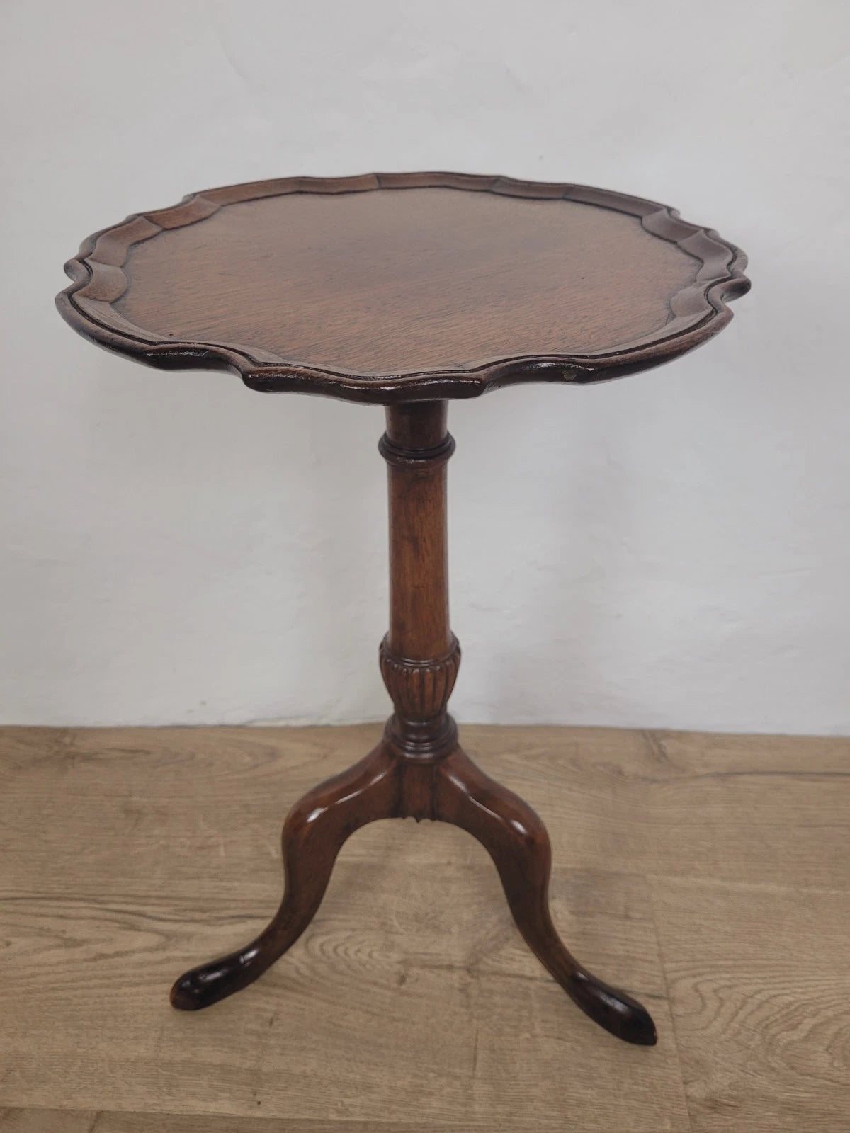 Tripod Wine Table English Scalloped Edge Antique Style 1960s Postage Available