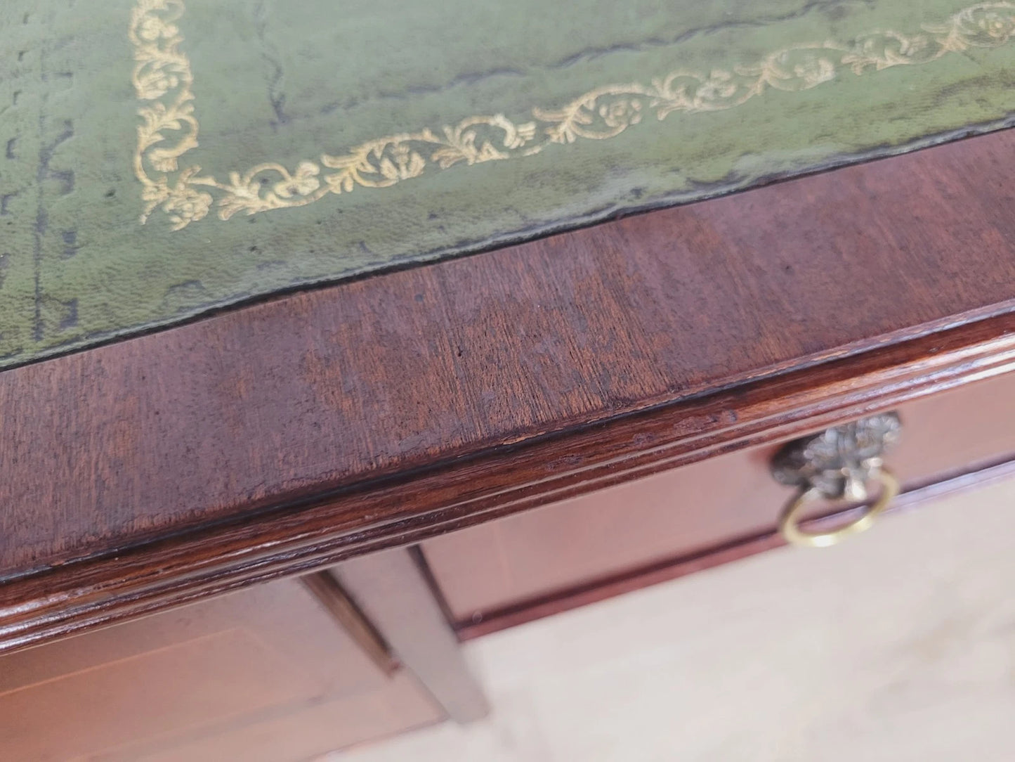 Vintage Writing Desk Leather Mid 20th Century Mahogany Delivery Available