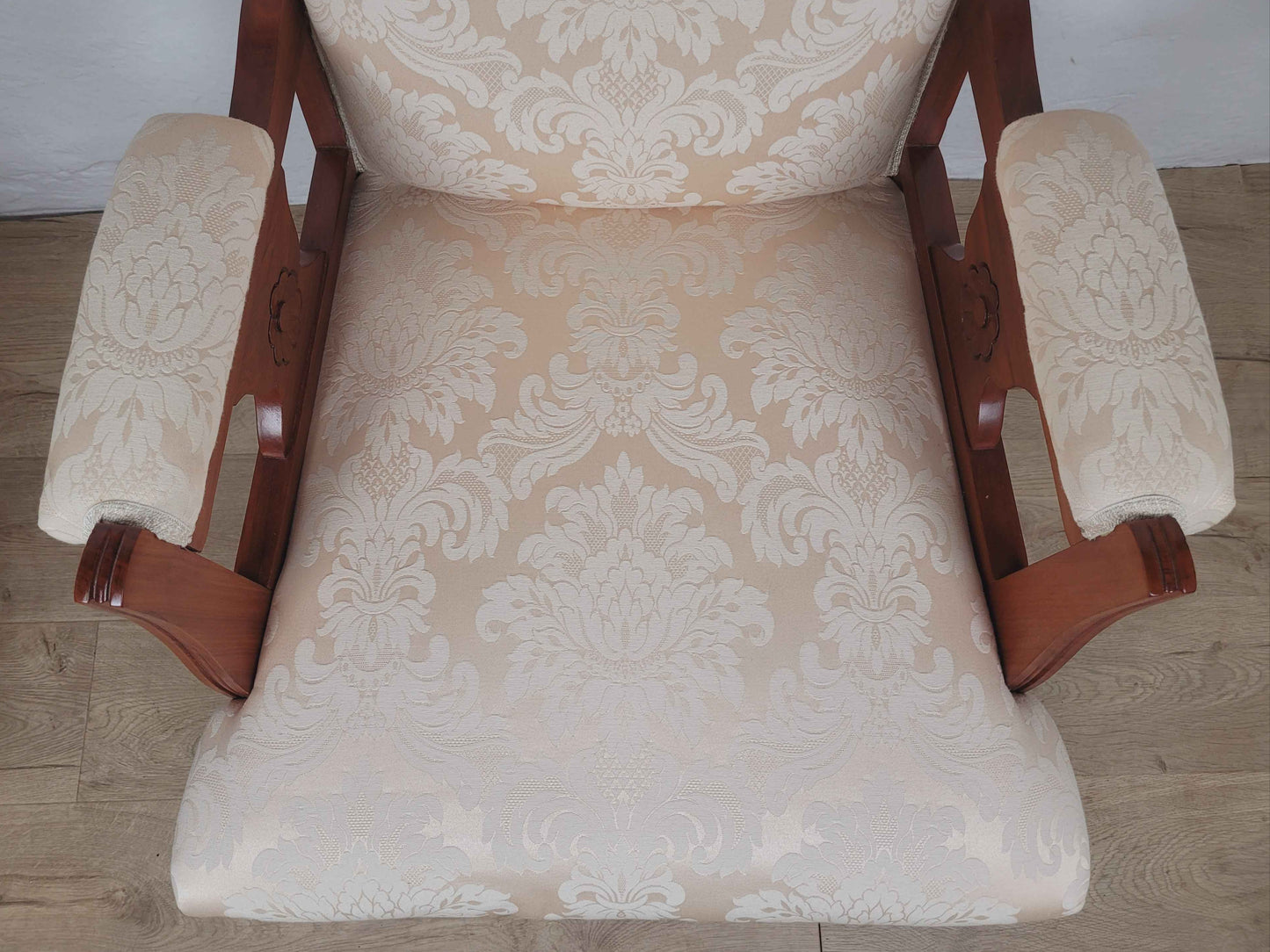 Pair of Vintage Armchairs Castors Floral Upholstery Reprod Delivery Available