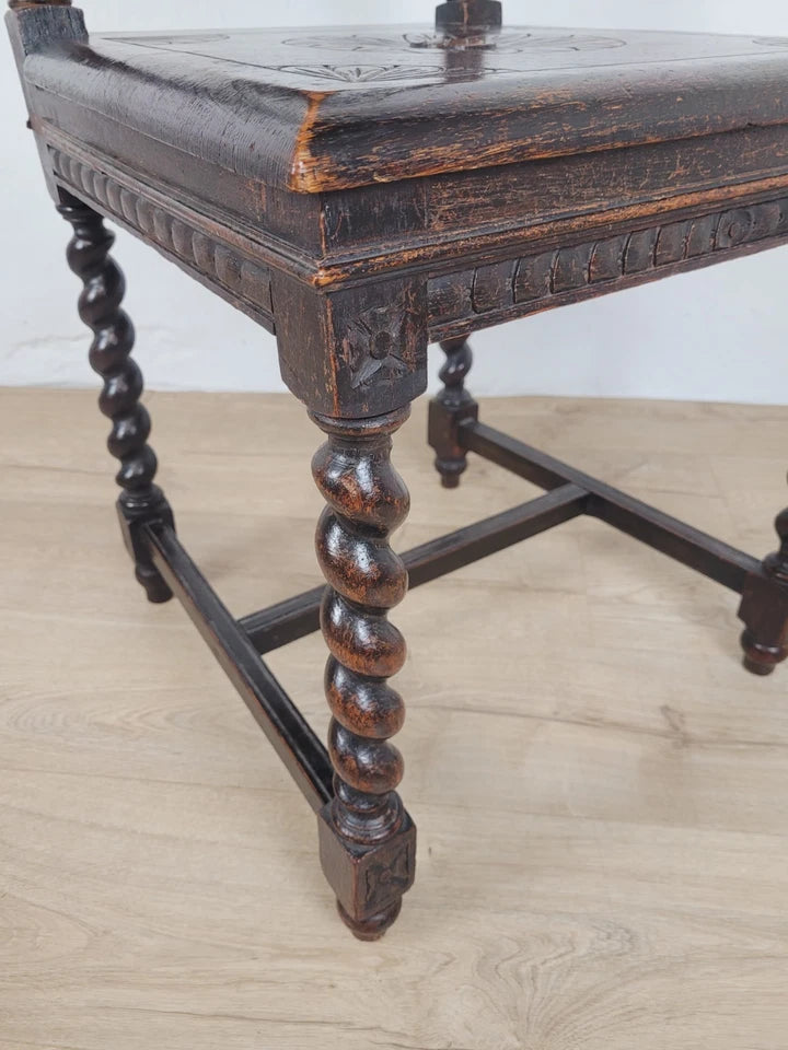 Victorian Side Chair Carved Barley Twist 17thC Styled Antique Postage Available