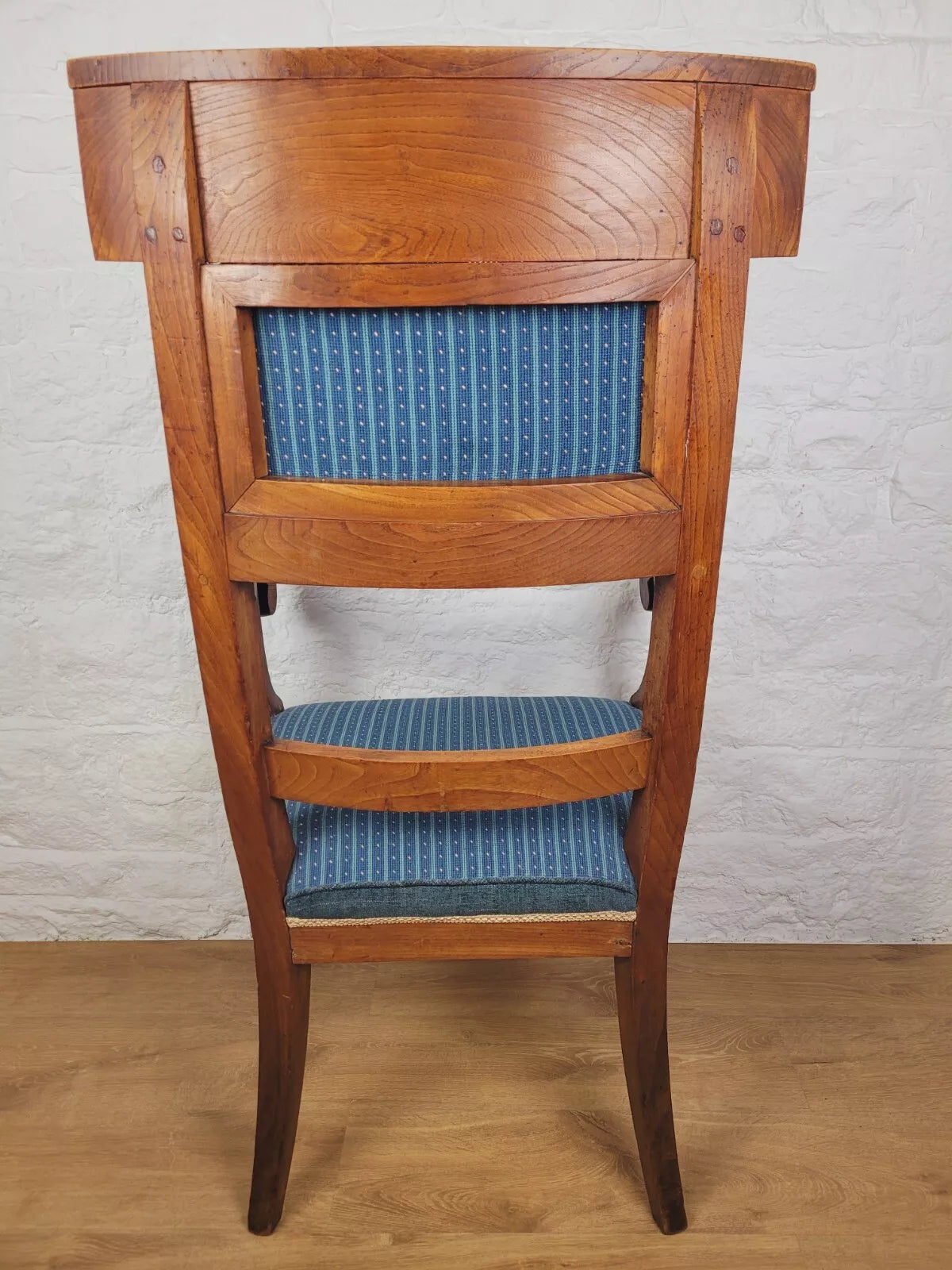 Vintage Fruitwood Armchair High Back Large Upholstered Blue Postage Available
