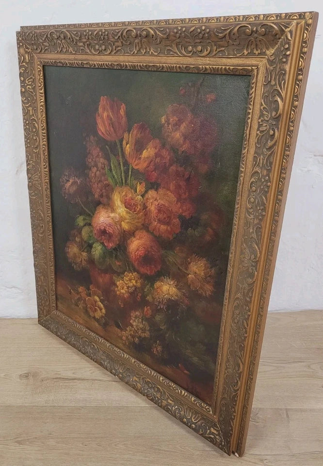 Louis Silas Oil Painting 1890 Still Life Bouquet Of Flowers Postage Available