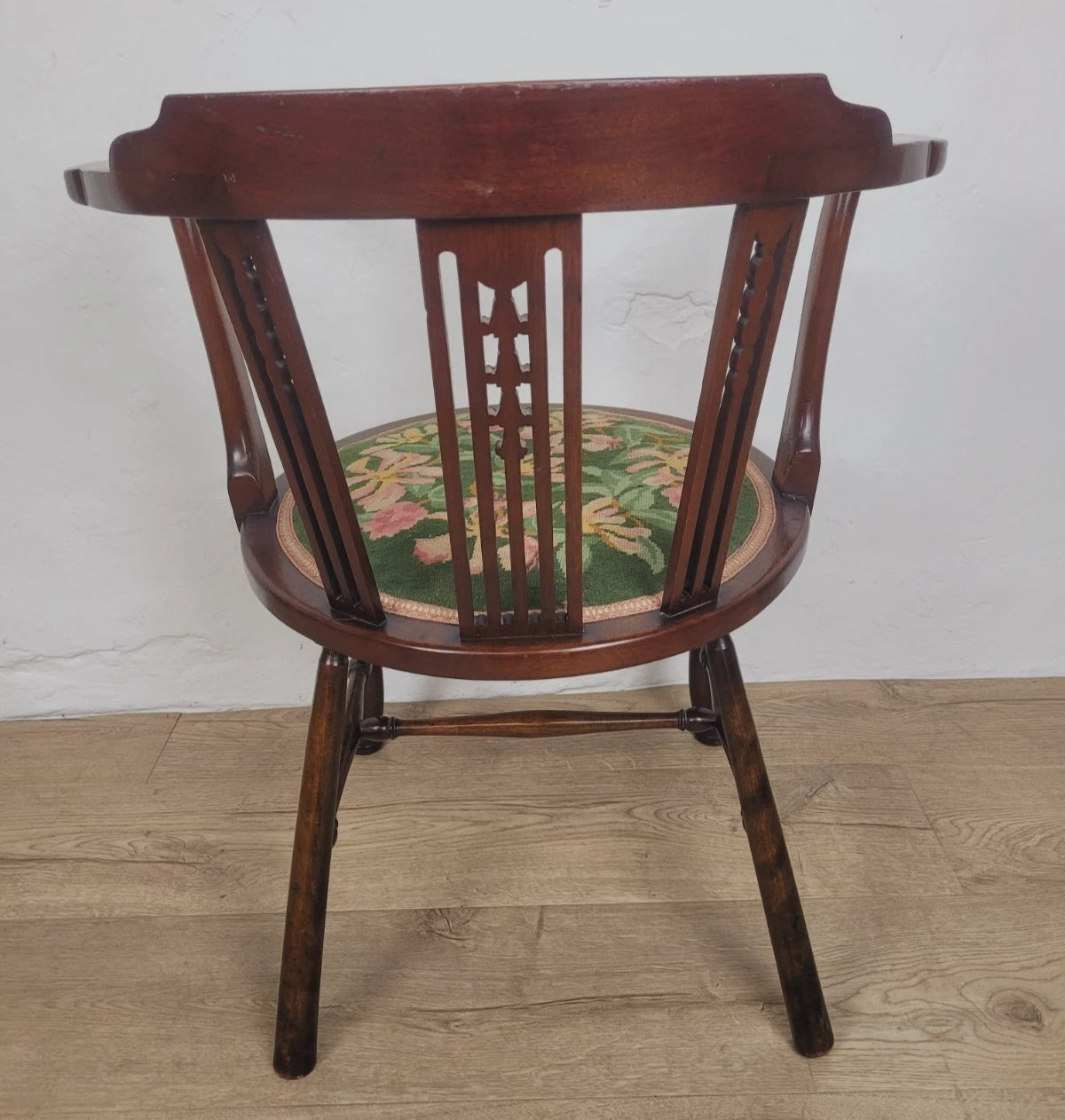 Vintage Tub Chair 1950's Mid Century English Floral Wool Seat Postage Available