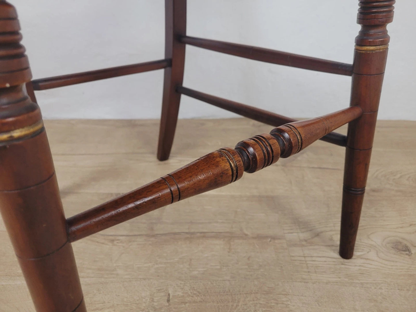 Edwardian Bedroom Chair Spindle Back Floral Upholstery Antique Postage Available