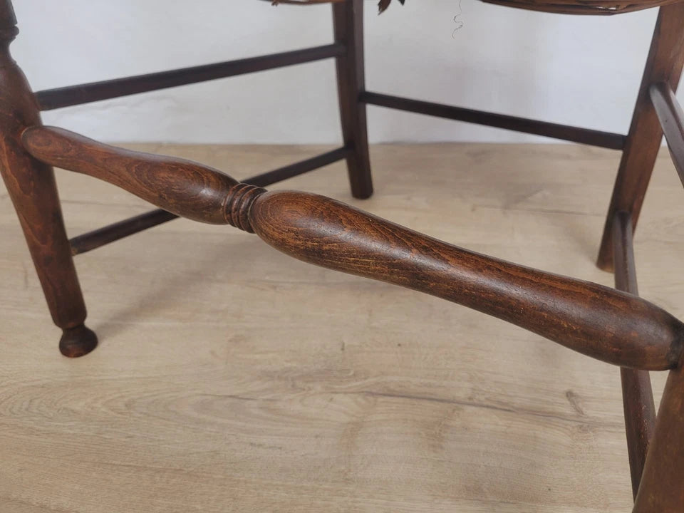 19th Century Armchair Ash & Elm Country Rush Seat Antique Postage Available