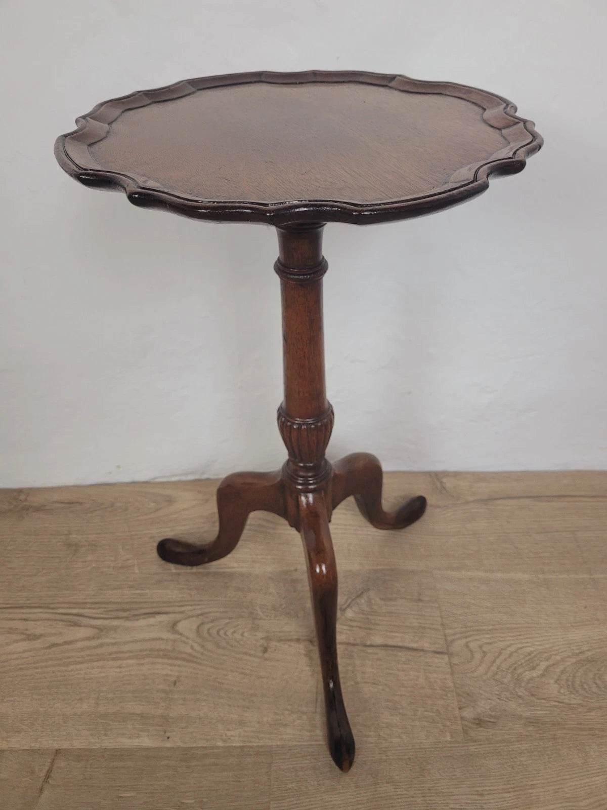 Tripod Wine Table English Scalloped Edge Antique Style 1960s Postage Available