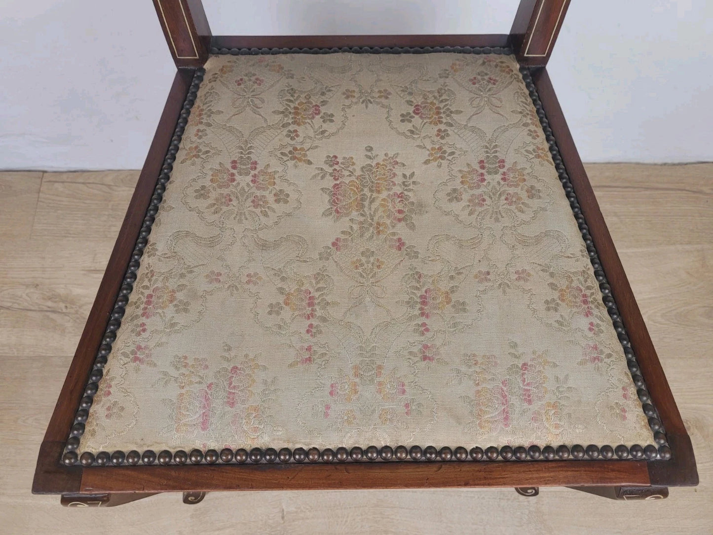 Edwardian Bedroom Chair Inlaid Floral Upholstery Cabriole Legs Postage Available