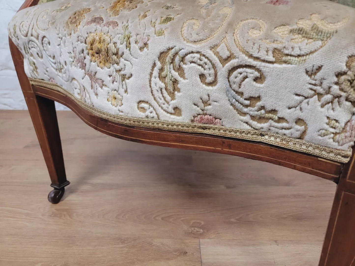 Edwardian Armchair Wing Back Patera Inlaid Castors Upholster Delivery Available