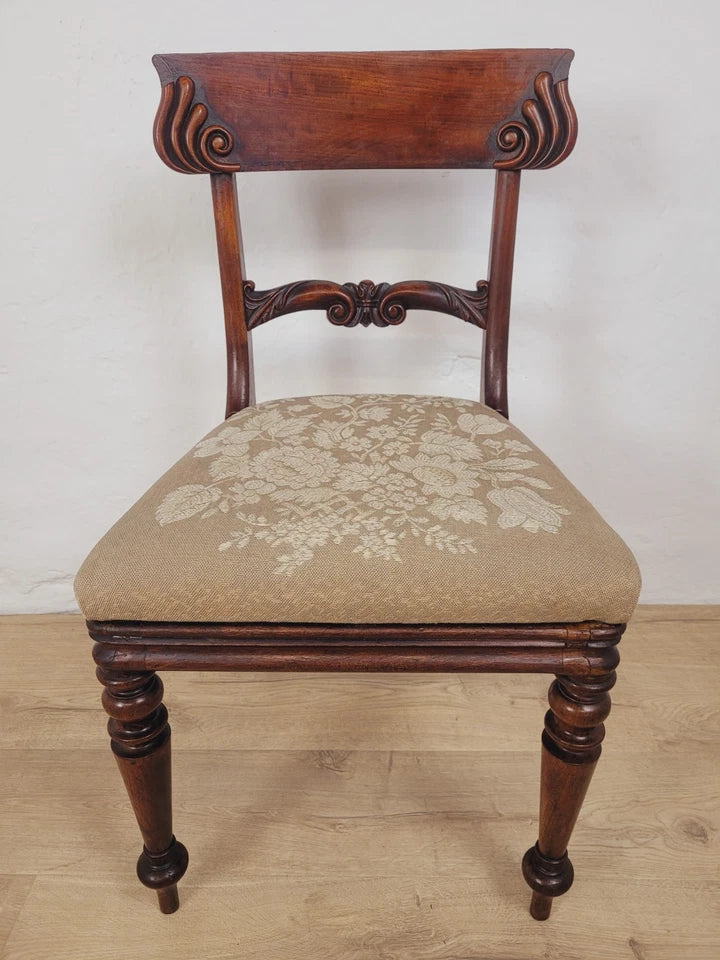 Victorian Bar Back Chair Floral Carved Needlepoint Antique Postage Available