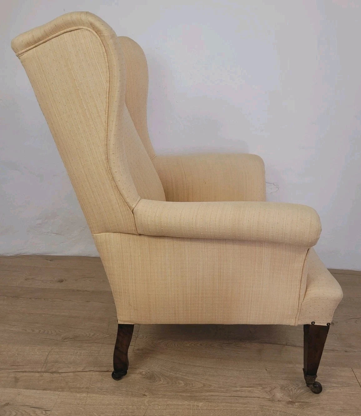 Winged Armchair George III Style Apricot Upholstery Castors Delivery Available