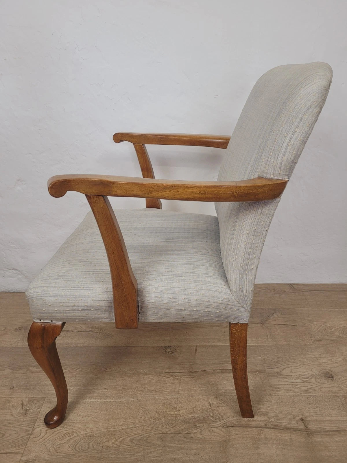Walnut Armchair Vintage 1940s Duck Egg Blue Cabriole Legs Postage Available